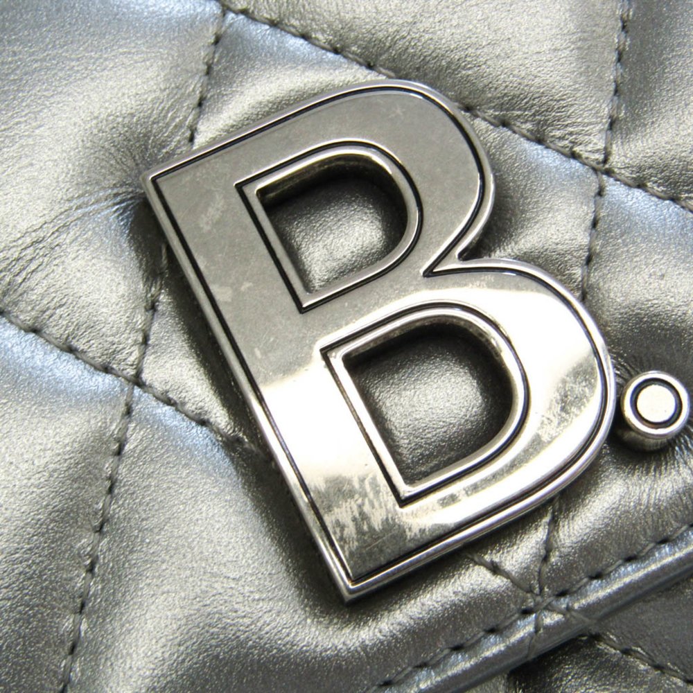 BALENCIAGA B.593615 Women's Leather Chain/Shoulder Wallet Silver - Picture 8 of 10